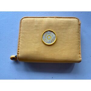 Kipling Money Love Yellow Nylon RFID Safe Bifold Zip Around Wallet ID Window